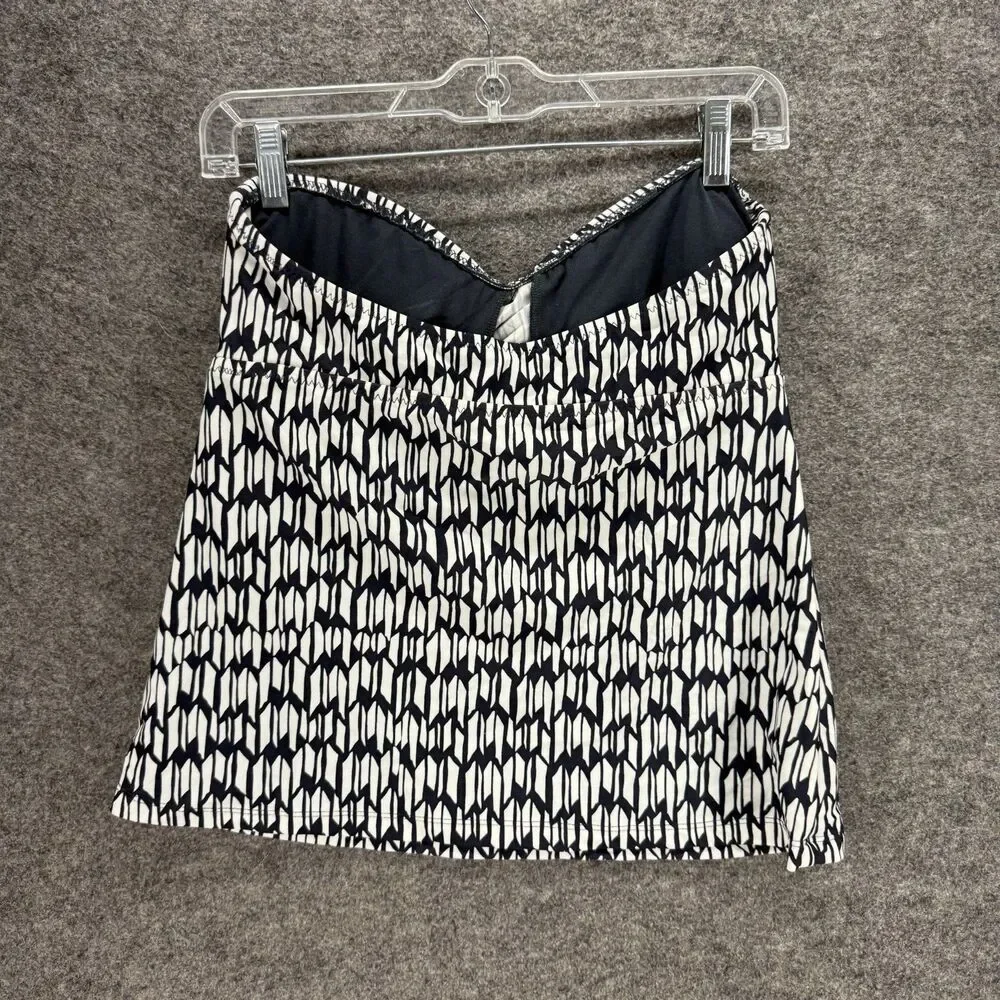 Unbranded Tankini Top Women M Medium Black Geometric Strapless Push Up Swimwear